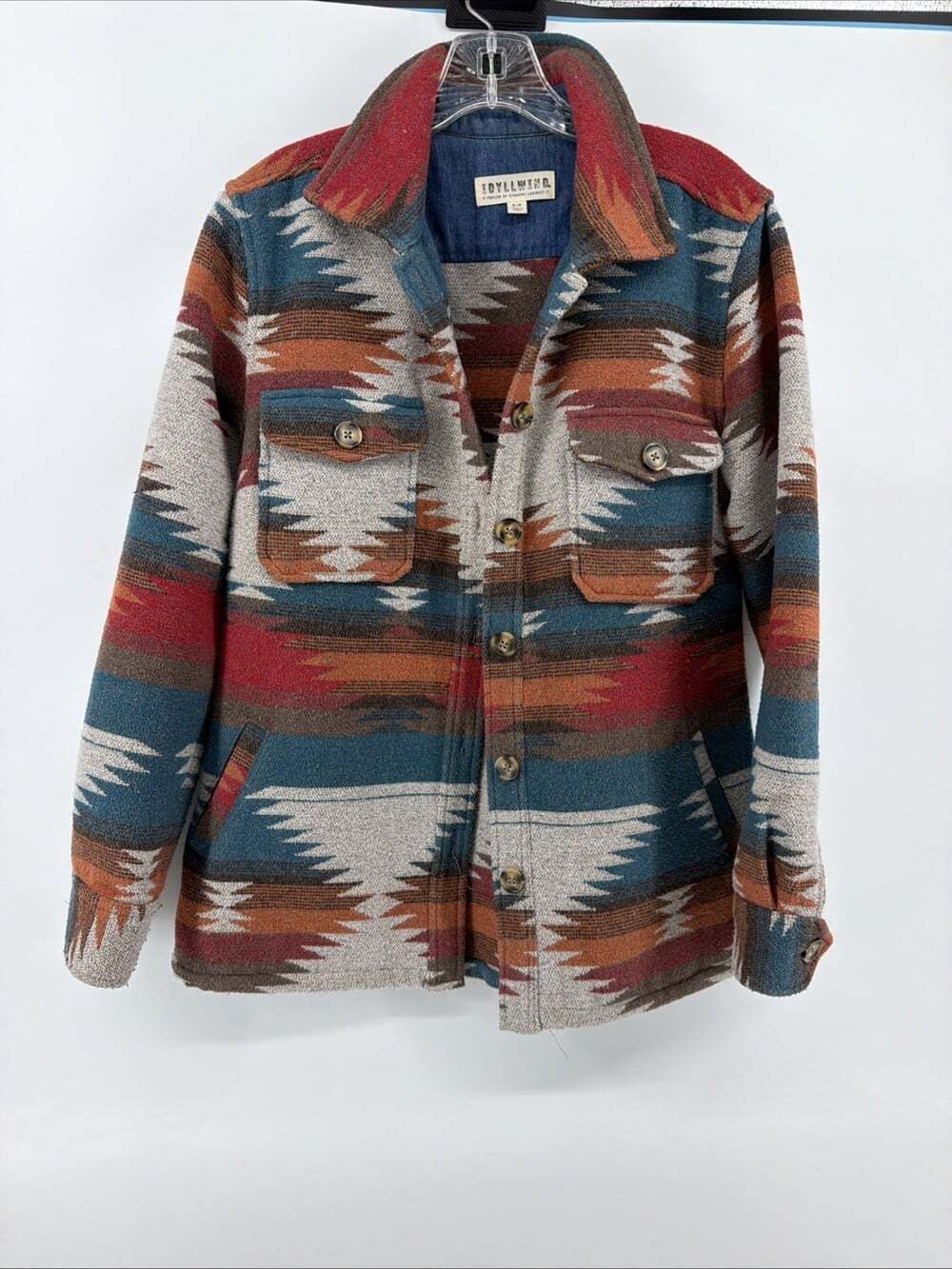 Idyllwind Woven Flannel Jacket Aztec Southwestern Boho Women's Sz S Button Up